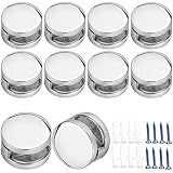 8 Stücke Spiegelhalter 4-7mm Spiegelclip Spiegelhalterung Wand Schwer Glasklemmen Klemmbefestigung Rund für Glas, Acrylbilder mit Schrauben Dübel ink