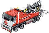 Technik Classic Pneumatischer Wartungsanhänger Bauset,1498Pcs Mit Fernbedienung Exklusiv Kran Konstruktionsspielzeug,Kompatibel Mit Lego Red,16.1 * 13.7 * 48.8