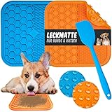 Faerly® Leckmatte Hund Schleckmatte Premium, 2 Stück (groß, 21cm), BPA frei mit Saugnäpfen, Katze, Leckerlimatte, Schleckplatte, Hunde Zubehör, Haustier Training, Fellpflege & Krallenpfleg