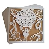 JinSu 20 Stück Hochzeit Einladungskarten, Laser Geschnittene Hochzeitsparty Einladungskarten mit Bedruckbaren Papier und Umschläge für Hochzeit Hochzeitstag (Nur für Hochzeiten)