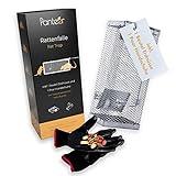 Panteer ® Rattenfalle Komplettset aus Lebendfalle, Handschuhe und Erdnüsse als Köder - Sicherer Verschluss in 0,2 Sekunden - Vollverzinkt - Mausefalle - Für drinnen & drauß