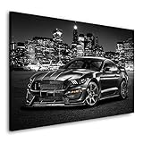 Kunstgestalten24 Leinwandbild Ford Mustang City Wandbild Kunstdruck Wanddeko XXL