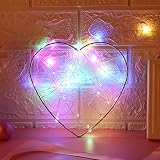 ZEuoTra 2 m lange 20 LED-Lichterkette in Herzform, schmiedeeiserne Lichterkette, wasserdichte Nachtlampe, für Weihnachten, Fenster, Hochzeit, Party, Zuhause, Wand, G