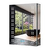 Tokvon® Sparklers LED Badezimmer Spiegelschrank Wandschrank Badschrank mit Spiegel Rasierer-Steckdose Touch-Schalter Anti-beschlag 3-farbig LED 50 x 70