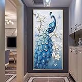 Kunstposter 60x120 cm rahmenlos abstrakter Pfauendruck moderne Wandkunst Bild Wohnzimmer Schlafzimmer Veranda Esszimmer Bürodek