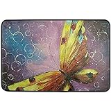 AoLismini Schmetterling mit Blase Aquarell Fußmatte Bodenmatte rutschfest für Wohnzimmer und Küche Boden T