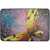 AoLismini Schmetterling mit Blase Aquarell Fußmatte Bodenmatte rutschfest für Wohnzimmer und Küche Boden T