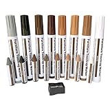 Erenhot Marker Stifte Set, 17 Pcs Möbel Reparatur Lackstift Set, Möbel Reparatur Set, Touch Up Wachs Set Holzkitt Holzkorrekturstift mit Anspitzer Kit,zum Reparieren von Kratzern und Holzbö