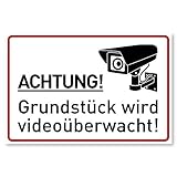 Achtung Videoüberwachung Schild (30x20 cm Kunststoff) - Warnschilder und Hinweisschilder - Videoüberwacht Schilder (Neue Cam)