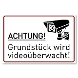 Achtung Videoüberwachung Schild (30x20 cm Kunststoff) - Warnschilder und Hinweisschilder - Videoüberwacht Schilder (Neue Cam)