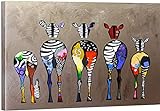 Banksy Bilder Leinwand Zebra Hearth Colorful Rears Street Graffiti Kunstbild auf Leinwand Wandbild Kunstdruck Wohnzimmer Wanddekor (80x120cm/31x47inch) I