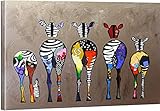 Banksy Bilder Leinwand Zebra Hearth Colorful Rears Street Graffiti Kunstbild auf Leinwand Wandbild Kunstdruck Wohnzimmer Wanddekor (80x120cm/31x47inch) I