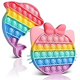 Soatasoa Fidget Toy Set für 2 Stück Regenbogen Pop Bubble Anti Stress Spielzeug Sensorisches Popet Spielzeug für Erwachsene und Kinder Push Bubble Figet Toys (Katzen und Delfine)