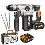 Worx WX392 Akku-Bohrhammer – 20V Profi Werkzeug – 3-in-1 Bohrer, Hammerbohrer & Meißel – Rechts- & linksdrehend und mit SDS-Plus Schnellspannbohrfutter – PowerShare kompatib