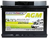 AGM Batterie 12v 80Ah Electronicx Caravan Edition Solarbatterie 12v Akku 12v Solar Batterien Versorgungsbatterie 12v Wohnwagen Batterie Wohnmobil 12v 80ah Solar Akku Mover Deep Cycle AGM Battery