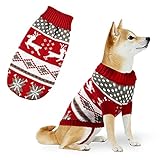 Hundepullover,Haustier Hund Katze Pullover,Hundekostüm Weihnachten Kleine Hunde,Strickpullover Hund Rot,Hundekostüm Weihnachten,Rentier,Winter,Ideal für Welpe,Katze,Hund,Weihnachten(rot und weiß, XL)