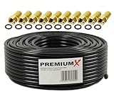 135dB 50m Koaxial SAT Kabel Antennenkabel Koaxkabel Schwarz 4-Fach abgeschirmt für DVB-S / S2 DVB-C und DVB-T BK Anlagen + 10 hochwertige F-Stecker (0,30€/M)