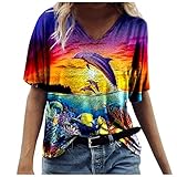 Damen Oberteil Lustiges Sommer Kurzarm Kurze Ärmel Basic-Tops Bluse Oberteil Süße Katze Trendige Rundhals Tops Tunika-Bluse Blusenoberteile 3D Druck Teenager-Mädchen Große Größen Bluseshirt T-S