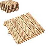 Floranica® Holzfliese aus imprägniertem Lärchenholz | Terrassenfliesen | Balkonfliesen | Lärche fein geriffelt | ideal für Terrassendielen, Balkon, Farbe:Natur, Menge:Muster (1 STK. 50x50 cm)