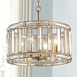 Bestier Modern Gold Crystal Drum Chandelier Shade Lighting Deckeneinbau LED-Leuchte für Esszimmer Badezimmer Schlafzimmer Wohnzimmer Breite 40 cm Höhe 26