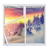 GGYMEI Fensterisolierungsset,Einstellbare Fensterfolie Winddichte,Energiesparende Und Warme Plane Flexible Fensterfolie Zum Die Meisten Fenstertypen (Color : Klar, Size : 1.5x1.6m)