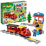 LEGO 10874 DUPLO Dampfeisenbahn, Spielzeugeisenbahn mit Licht & Geräuschen und Push-&-Go-Motor, Spielzeug, Geschenk für Mädchen und Jungen ab 2 J