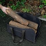 GoRIKI Kaminholztasche aus gewachstem Segeltuch, tragbar, faltbar, für Kaminholz, Kaminholzhalter, Ofenzubehör, verschleißfest, wasserdicht, für Weihnachtsbäume, Urlaubsartik