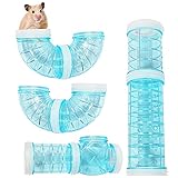Gfdg Der Tunnel Hamster,Hamster Cage Tubes Tunnel,Hamsterröhren Transparent,Hamster Röhren Set,Tunnel Zubehör Hamster Käfig,für Raum Erweitern DIY Kreative Verbindung Tunnel Track Rat Toy(Blau)
