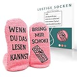 iZoeL Witzige Socken mit Geschenkbox Mama Schwester Freundin Spruch Wenn Du Das Lesen Kannst Bring mir Schokolade Kaffee Wein Lustige Adventskalender Valentine Geschenk