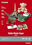 Canon Fotopapier MP-101 matt weiß - (DIN A4 50 Blatt) für Tintenstrahldrucker - PIXMA Drucker (170 g/qm)