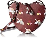 T-Shirt & Jeans Womens Heart Shaped Cross Body with Unicorns, burgundy