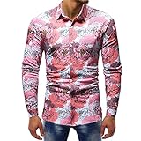 Freizeithemden Herren Urban Trend Mode Biene Druck Longsleeve Herren Strandshirt Herbst Winter Slim Fit Revers Strickjacke Alle Jahreszeiten All-Match Männer Shirt AQ-17 M