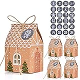 FORMIZON 24 Adventskalender zum Befüllen, Adventskalender Tüten mit 24 Zahlenaufklebern, Weihnachtskalender DIY Bastelset, Geschenkbeutel Weihnachtskalender Tüten (C)