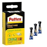 Pattex 2 Komponenten Kleber Kraft-Mix Extrem Schnell, auf Epoxidharz Basis, 2K mit hoher Beständigkeit für viele Materialien, Spar-Set mit 2x12g Tube und 3x1g Sekundenkleber Ultra Gel, 9HPK6STP1X