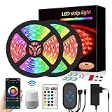 Segrass LED Strip 10m,WiFi LED Streifen Kompatibel mit Alexa und Google Home,Music Sync,Farbwechsel,RGB LED Band Lichter, App-Steuerung,LED Lichtleisten für Zimmer Küche, Party,2 Rollen von 5