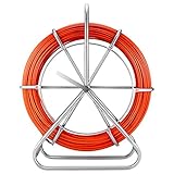 Fischband Fiberglas Kabel Rad 130m 304 Edelstahl Fischband Fiberglas 6MM 425FT Rohr Rodder mit Bremse, KKTECT Kabeleinziehhilfe G