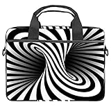 Laptoptasche mit geometrischem Muster und verdrehten Streifen, für 34 - 36,8 cm (13,3 - 14,5 Zoll) Apple MacBook Laptop Aktentasche Schwarz / Weiß