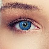 2 Blaue Kontaktlinsen mit Stärke ozeanblaue natürlich wirkende Drei Monatslinsen, gut deckende Farbe + Gratis Behälter'Natural Aqua' -2,50
