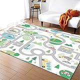 Kinder Teppich Spielmatten, Spielteppich Stadt, Straßenverkehrsspielmatte, Teppich Kinderzimmer Spielfläche Teppich Lerngeschenk für Kinder Schlafzimmer und Spielzimmer (Farbe 2,120 x 180 cm)