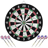 Oacvien Dartscheibe mit Pfeilen Profi Steeldartscheibe aus Hochwertigstem Beflockung Dartboard Extra Dünne Drahtränder Inkl Dart Scheibe mit 6 Gratis Dartpfeilen Reg