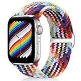 WNIPH Geflochtenes Solo Loop Armband Compatible with Apple Watch 38mm 40mm 42mm 44mm,Edelstahl Schnalle Dehnbarer Ersatzarmbänder Sport Loop iWatch Series 6/SE/5/4/3/2/1 Herren D