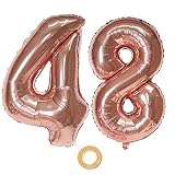 Luftballons Zahl 48, Nummer 48 Luftballon Rosegold Luftballons 48. Geburtstag Folienballon, Zahl 48 Rose Gold Nummer 48 Ballons Große 32 Zoll Riese Heliumfolie B