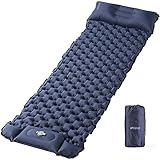 Isomatte Camping Selbstaufblasbare, Handpresse Aufblasbare Schlafmatte Ultraleichte Isomatte wasserdichte Luftmatratze Fußpresse Pumpe Schlafmatte für Camping, Wandern, Strand, Backpacking