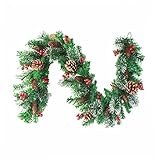 Donken Weihnachtsgirlande mit LED Beleuchtung, Tannengirlande Weihnachtsdeko Weihnachten Girlande Tanne Künstlich Dekogirlande für Treppen Kamine Weihnachten, Grü