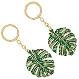 PRETYZOOM 2Pcs Tropical Palm Blatt Keychain Legierung Hohl Monstera Leaf Schlüssel Ringe Sommer Tasche Anhänger Koffer Anhänger Hawaii Luau Party L