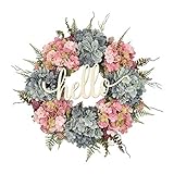 yotijar Dekorativer Kranz 50 cm Frühling Türkranz, Künstliche Hortensie Blumen handgefertigter Kranz für Haustü