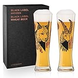 Ritzenhoff Black Label Weizenbierglas-Set von Daniel Fatemi (Lynx & Chamois), aus Kristallglas, 669 ml, mit 3 Kleb