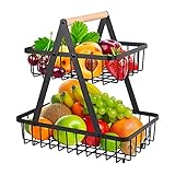 Obst Etagere 2 Etagen Obstkorb Metall Obstschale Abnehmbar Etagere Obst Küche Ablagekorb Dekoschale Brotkorb Snacks Korb Aufbewahrung fuer Obst Schw