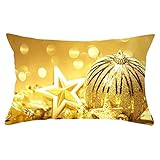 Daesar Kissenbezüge 30x50, Kissenbezug Polyester Modern Weihnachtskugeln Stern Kissenhüllen Weihnachten für Sofa Bü