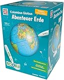 BOOKii WAS IST WAS Columbus Globus 'Abenteuer Erde': Leuchtglobus, d 34 cm, mit Hochglanzfuß, politisches und physisches Kartenbild. Antippen, Spielen, Lernen. Ohne BOOKii Hö